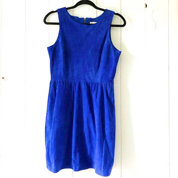 NWT Lucky Brand 100% Goat Leather Royal Blue Suede Mini Dress Size Small - Picture 3 of 10